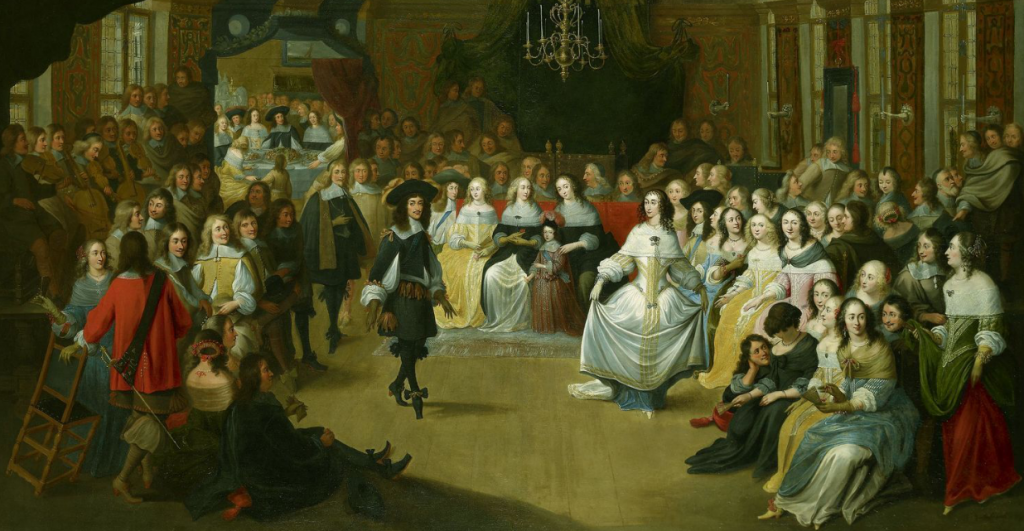 Charles II dancing at a ball at court, c.1660. Hieronymus Janssens (1624-93)