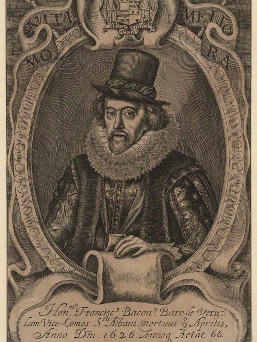 Francis Bacon, Viscount St Alban. by Simon de Passe line engraving, published 1638. © The National Portrait Gallery, London.