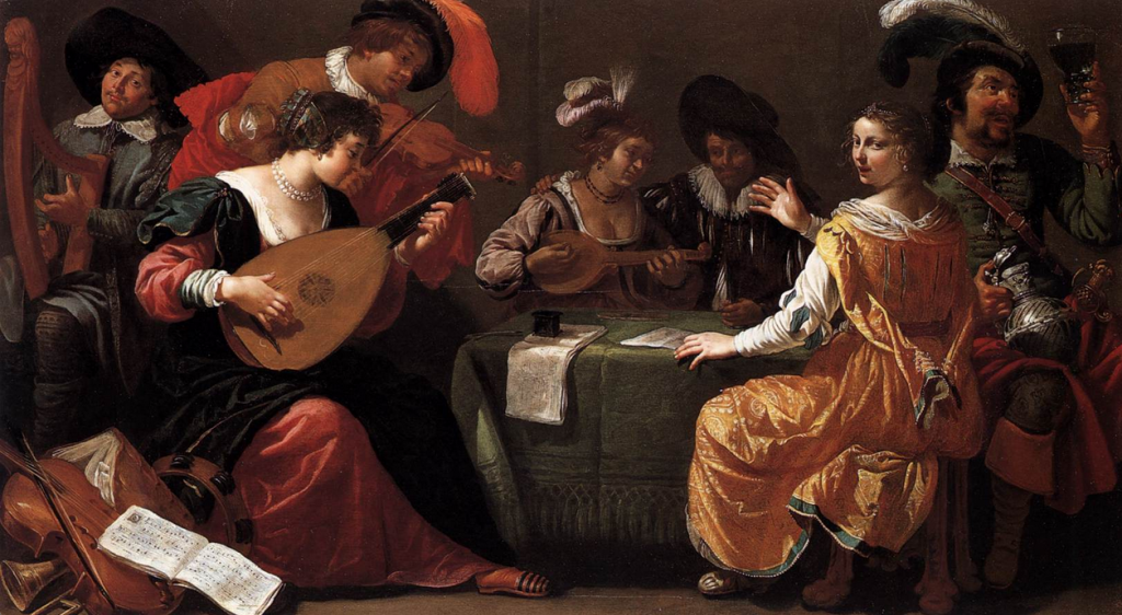 BIJLERT, Jan van Music-making Company c. 1629 Oil on wood, 40 x 69 cm Akademie der bildenden Künste, Vienna, via Web Gallery of Art.