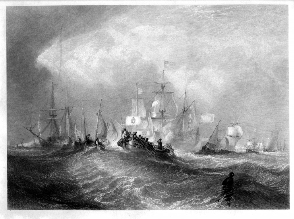 Prince of Orange Landing at Torbay, engraving by William Miller after J M W Turner (Rawlinson 739), published in The Art Journal 1852 (New Series Volume IV). George Virtue, London, 1852