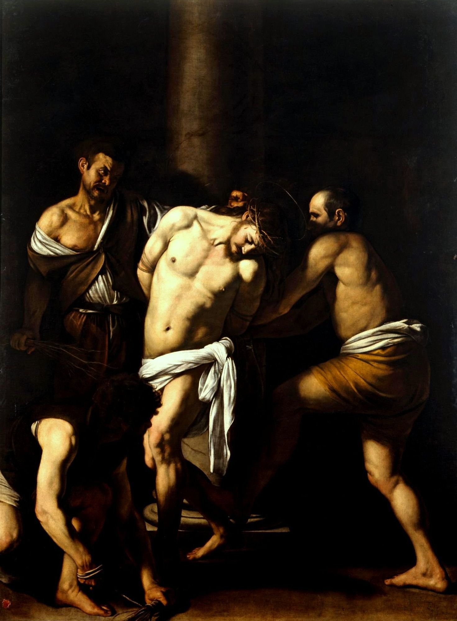 Flagellazione di Cristo by Caravaggio, 1607-10. Museo di Capodimonte, via Wikimedia.