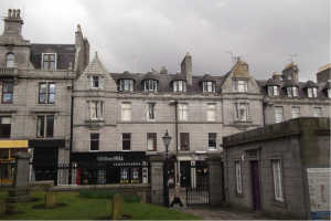 View of the modern Schoolhill from St Nicholas Kirkyard
