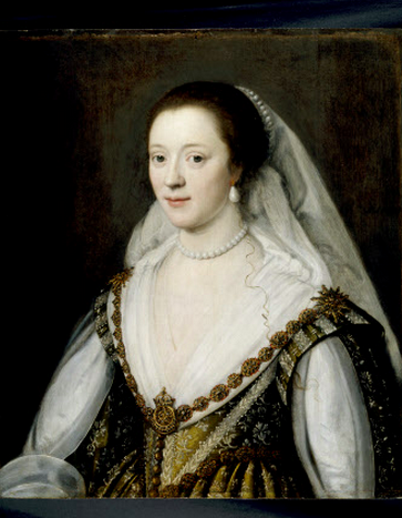PORTRAIT OF FRANCES COKE, VISCOUNTESS PURBECK (1601-1645) by Michiel Janszoon van Miereveldt.Second daughter of Sir Edward Coke, Lord Chief Justice.In 1617 she married John Viliers. Credit line : Ashdown House, The Craven Collection (acquired by H.M. Treasury and transferred to The National Trust in 1968) , ©NTPL/John Hammond.