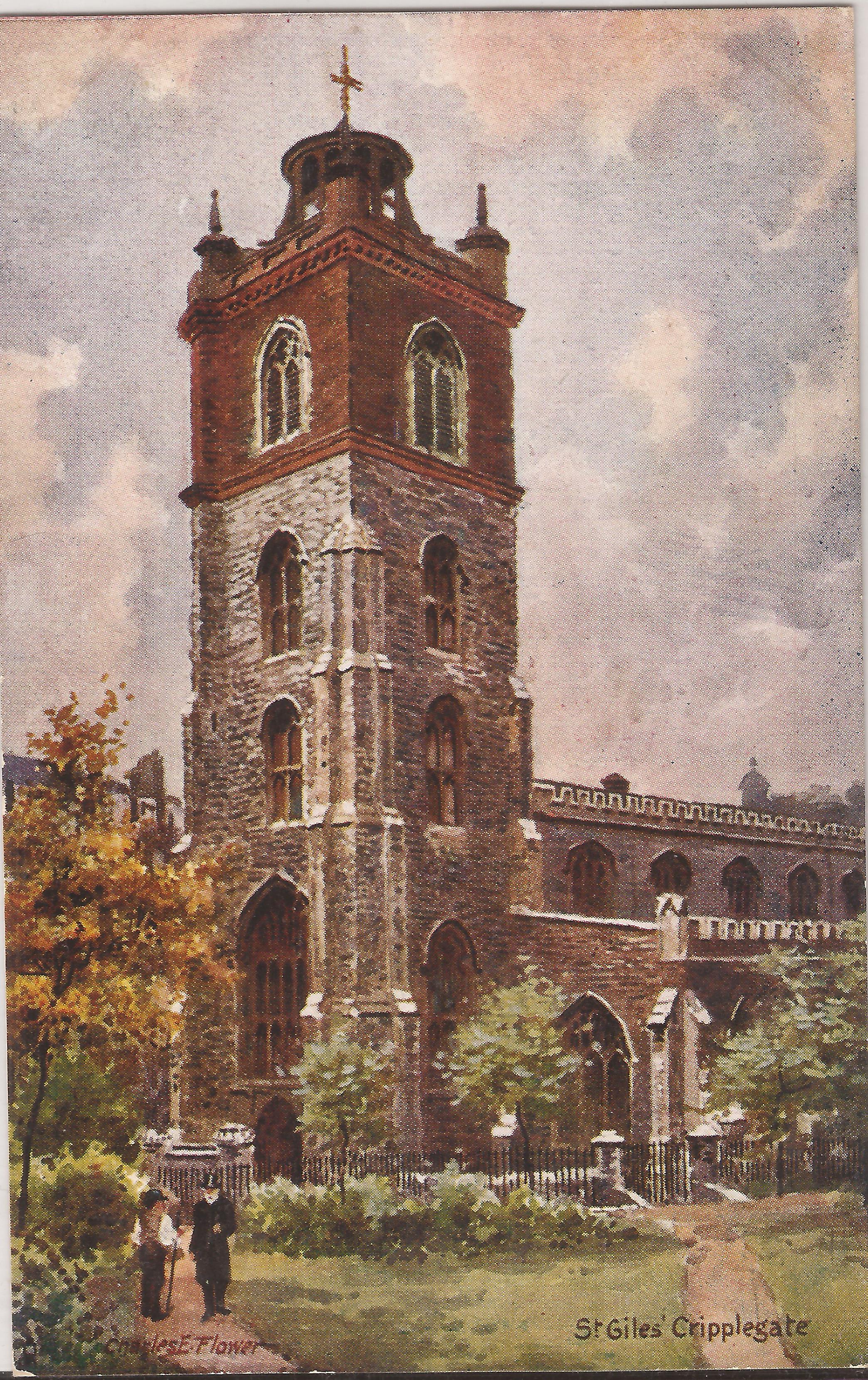 Illustration: St Giles Church Cripplegate, London, close to where Frances hid and where her illegitimate son was born. Author’s collection.