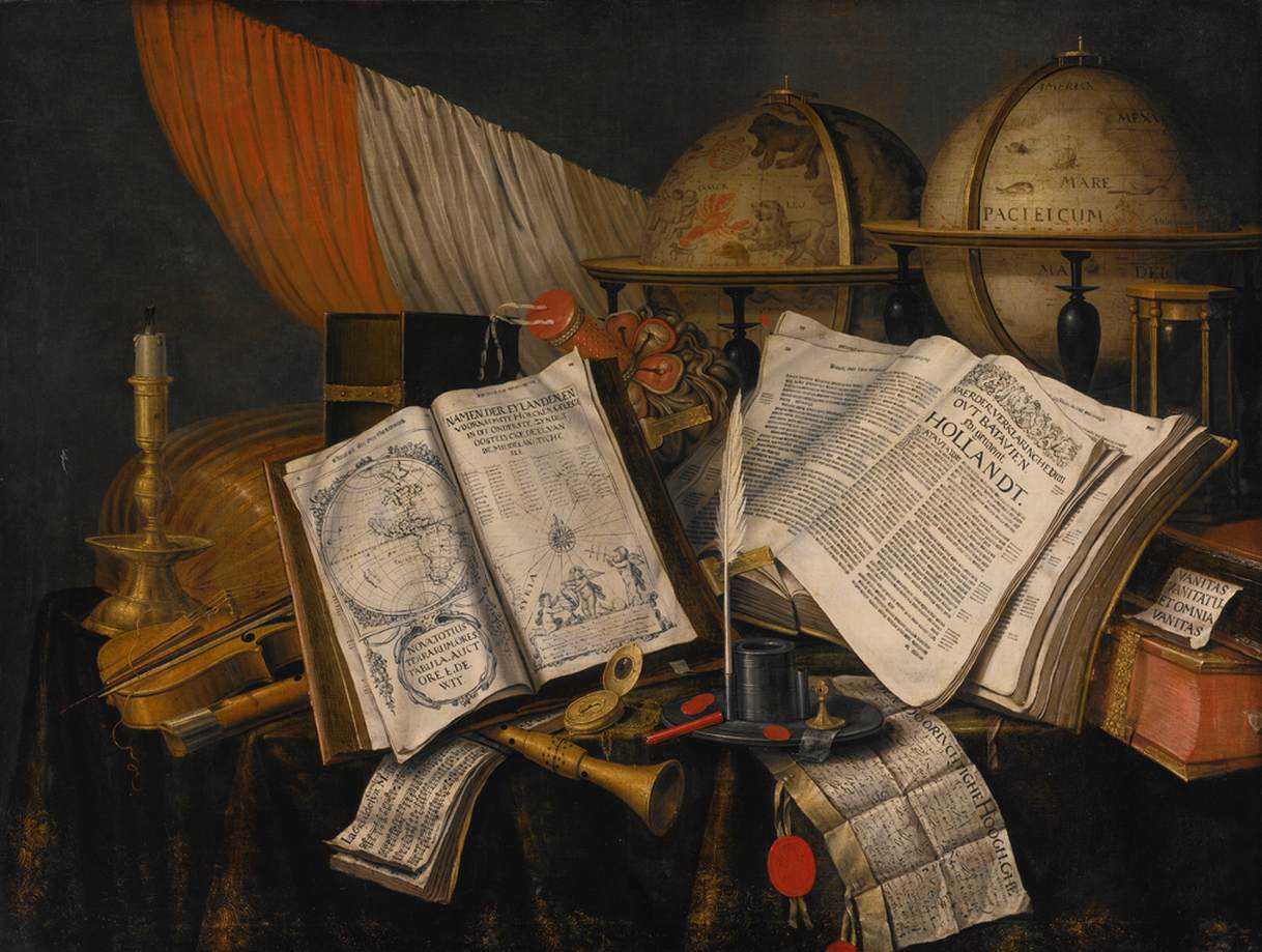 COLLIER, Edwart Vanitas Still-Life 1662 Oil on canvas, 98 x 130 cm Private collection via Web Gallery of Art