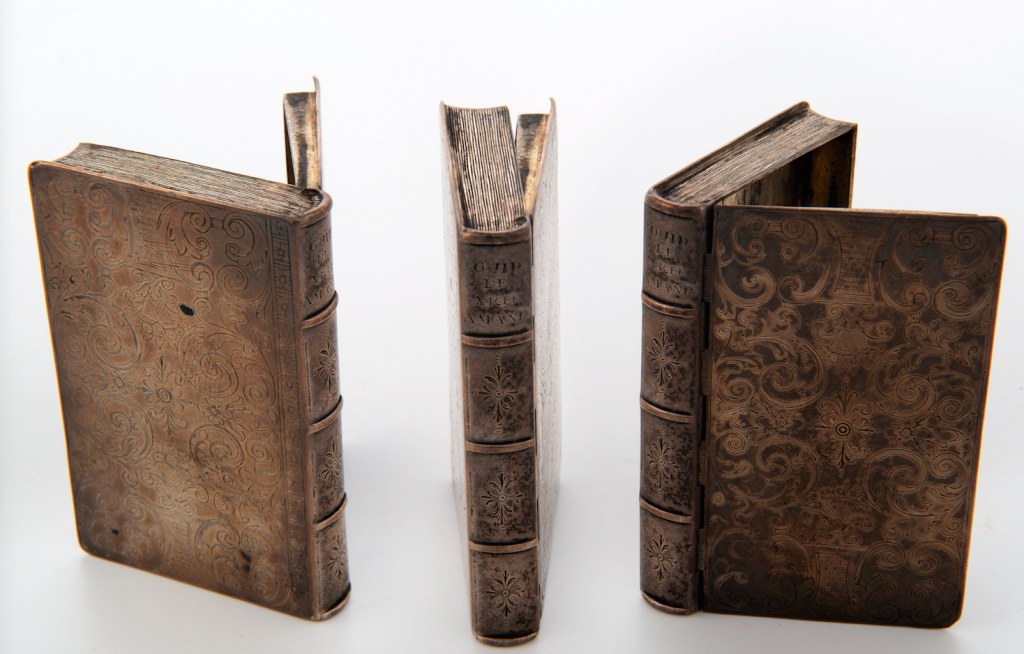 Snuff box in the form of Ovid's 'Art of Love' given to Nell Gwyn by Charles II, c. 1678 © Reproduced by kind permission of the Royal Cornwall Museum.